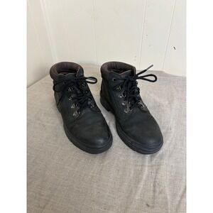 Timberland Womens 6.5 Black Leather Lace Up Ankle Boots Waterproof Hiking Work